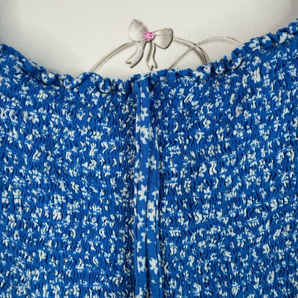 FB sister dress smocked flowers floral Charming Blue Floral flowy Dress - Picture 6 of 14